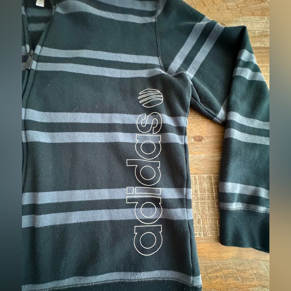 Adidas Men's Black and Gray Striped Sweatshirt, Size XL - Picture 3 of 12